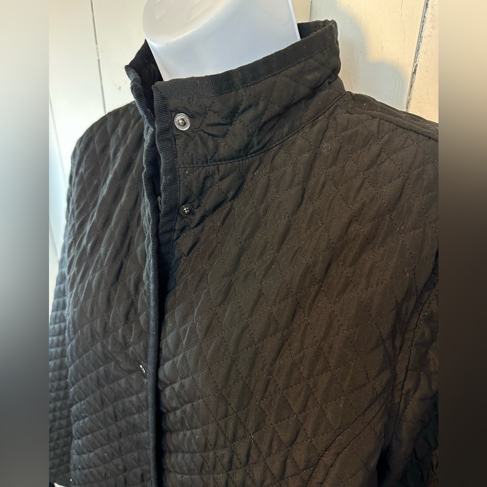 First Issue Liz Claiborne Quilted Black Jacket Women’s Size Large Snap Up - Picture 5 of 11